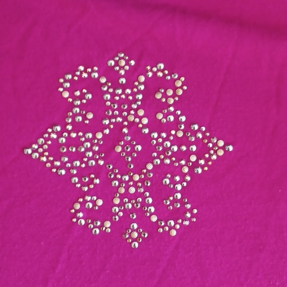 St. John Size M Hot Pink Embellished Tee - Picture 2 of 5